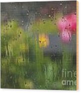 Tulips Through The Rain Wood Print