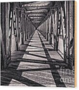 Tulsa Pedestrian Bridge In Black And White Wood Print