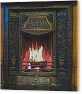 Turf Fire In Irish Cottage Wood Print