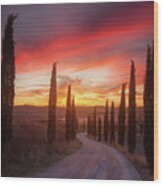 Tuscany Sunset Wood Print