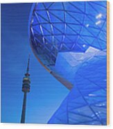 Tv Tower And Modern Building Wood Print