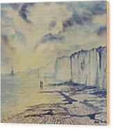 Twilight Stroll On Bridlington Beach Wood Print
