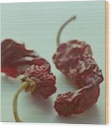 Two Dried Peppers Wood Print