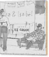 Two Men Sit Outside An Ice Cream Shop Smoking Wood Print
