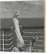 Two Models On The Deck Of A Cruise Ship Wood Print
