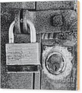 Two Rusty Old Locks - Bw Wood Print