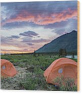 Two Tents At A Backcountry Campsite Wood Print