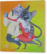 Two To Cats' Tango Wood Print