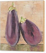 Two Tuscan Eggplants Wood Print