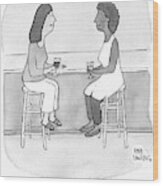 Two Women Talking In A Bar Wood Print
