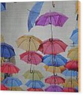 Umbrellas Wood Print