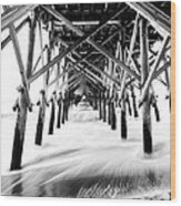 Under The Pier Folly Beach Wood Print