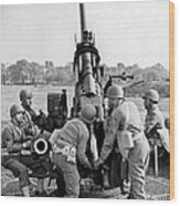 Troops At Artillery Training Wood Print