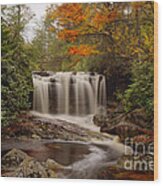 Upper Falls Waterfall On Big Run River Wood Print