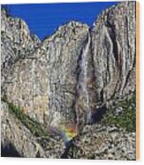 Upper Yosemite Falls Rainbow Wood Print