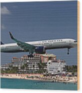 U S Airways At St Maarten Wood Print