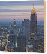 Usa, Georgia, Atlanta, Cityscape With Skyscrapers At Dawn Wood Print