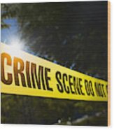 Usa, New York State, New York City, Crime Scene Barrier Tape Wood Print