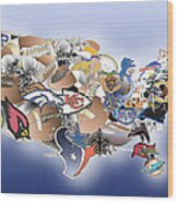 Usa Nfl Map Collage Wood Print