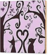 Valentine Cats Wood Print