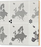 Various Types Of Dotted Maps Of Europe Resolutions Wood Print