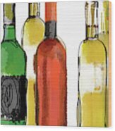 Various Wine Bottles Wood Print