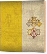 Vatican City Flag Vintage Distressed Finish Wood Print
