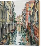 Venetian Canal Vii Wood Print