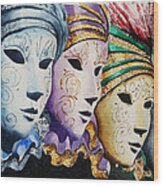 Venetian Masks Wood Print