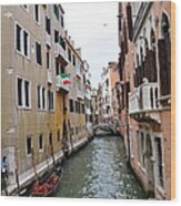 Venice Canal View Wood Print