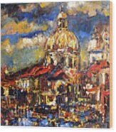 Venice Italy Sparkling At Sunset Wood Print