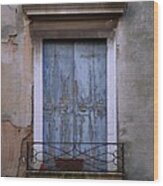 Venice Square Blue Shutters Wood Print