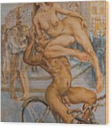 Venus And Adonis Cycling Under Eros Wood Print