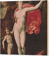 Venus And Cupid, Allegory Of The Truth Oil On Wood Wood Print