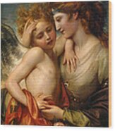 Venus Consoling Cupid Stung By A Bee Wood Print