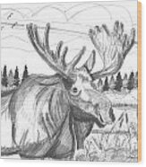 Vermont Bull Moose Wood Print