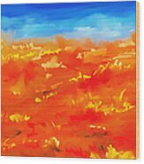 Vibrant Desert Abstract Landscape Painting Wood Print