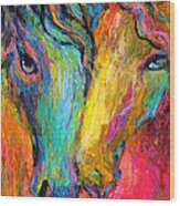 Vibrant Impressionistic Horses Painting Wood Print