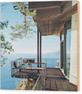 View Of Balcony Near Seaside Wood Print