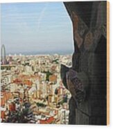 View Of Barcelona From Sagrada Familia Wood Print