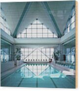 View Of Modern Swimming Pool Wood Print