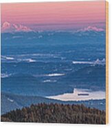 View Of Mount Baker At Dusk Wood Print