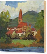 Village On The Danube Wood Print