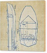 Vintage 1943 Chris Craft Boat Patent Artwork Wood Print