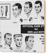 Vintage Barber Haircut Poster Wood Print