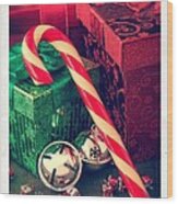 Vintage Christmas Candy Cane Wood Print