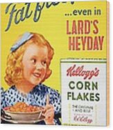 Vintage Corn Flakes Ad Wood Print