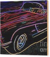 Vintage Corvette - Classic Car - Neon Wood Print