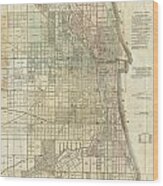 Vintage Map Of Chicago - 1857 Wood Print