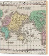 Vintage Map Of The World 1827 Wood Print